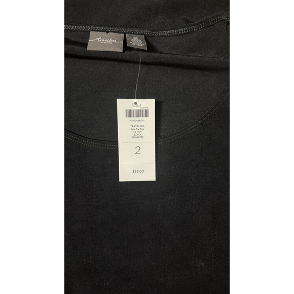 New Chico's Travelers Tunic Size Large Side Tie Black Wrinkle Free Packable Goth - Picture 8 of 8